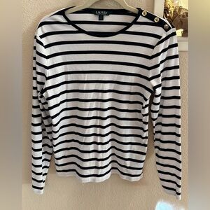 Ralph Lauren Black and White Striped Long Sleeve Tee